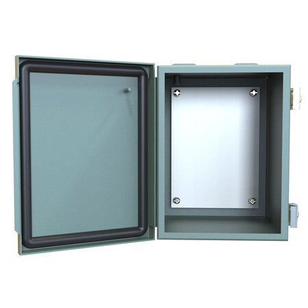 N12 J Box, Hinge Cover W/Panel, 8 X 6 X 6, Steel/Gray